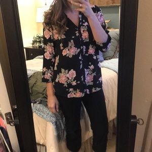 Black Floral Blouse